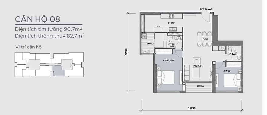 Bản vẽ căn hộ P4-XX.PH08 90,7 m2